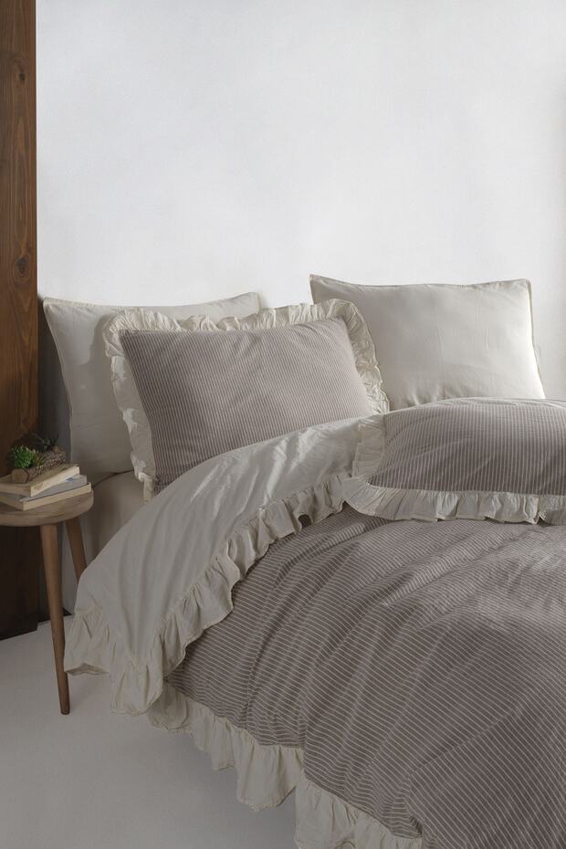100% Cotton Ruffled Single Duvet Cover Set 160x220cm