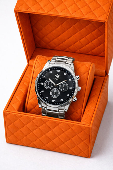 Modern Sport Silver Men's Watch with Quartz Movement & Gift Bracelet