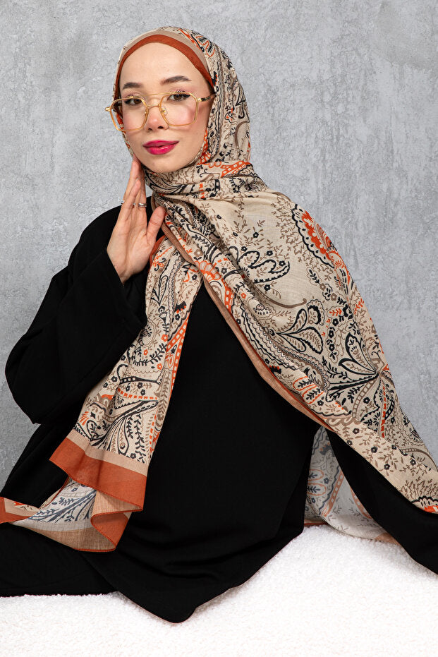 Retro Ethnic Pattern Cotton Shawl - Soft & Stylish