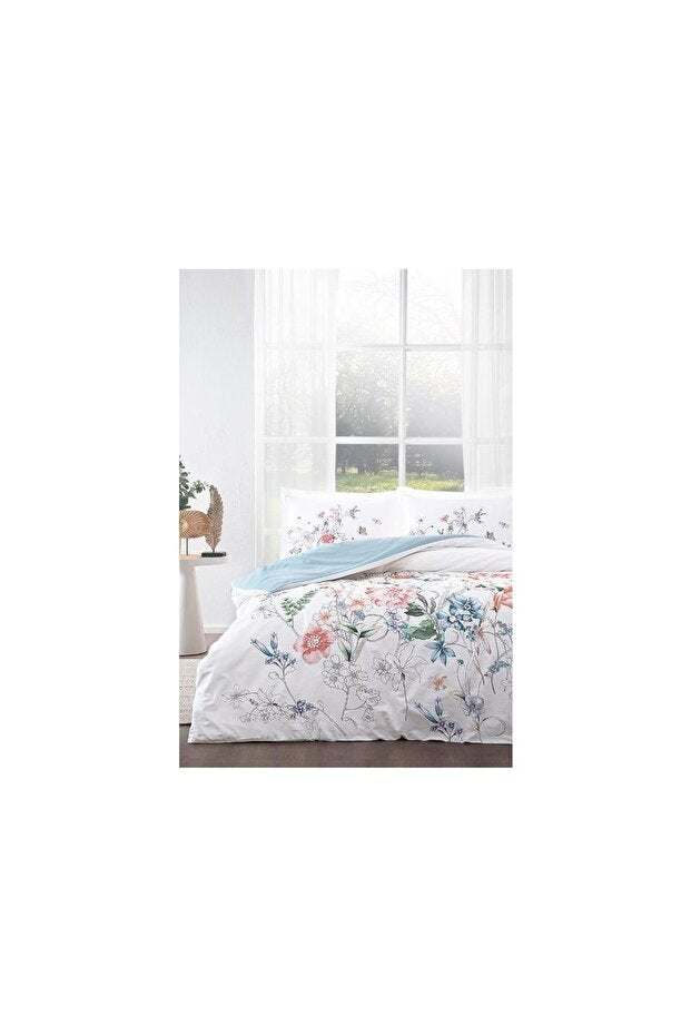Florido Double Floral Duvet Cover Set - 100% Cotton Ranforce