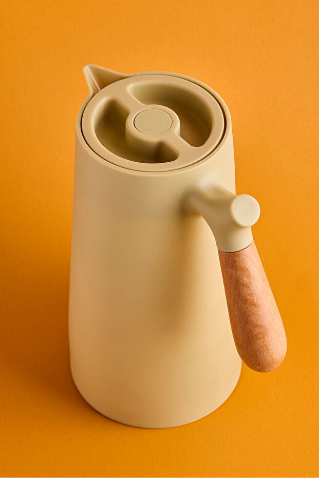 Nordic Style Vacuum Thermos - 1000ml Capacity with Wooden Handle