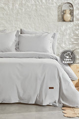 Plain Double Duvet Cover Set - 100% Cotton Grey