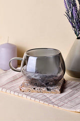 Elegant Smoked Double-Walled Glass Mug for Coffee & Tea - 280ml