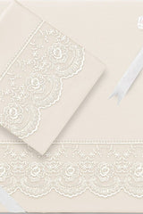 French Lace 100% Cotton Duvet Cover Set - Cream
