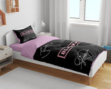 Black Pink Single Duvet Cover Set - 3D Digital Print