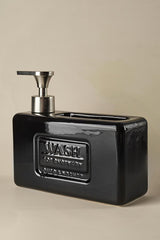 Ashley Black 750ml Porcelain Liquid Soap Dispenser with Sponge Holder