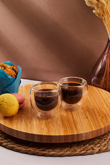 Double Wall Glass Mug Set - 80ml, Thermal Insulated, 2-Piece