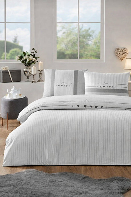 Double Duvet Cover Set - Love Hearts Design, 200x220cm