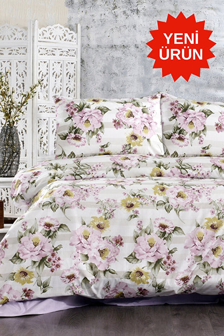 Double 4-Piece Cotton Blend Duvet Cover Set with Fitted Sheet