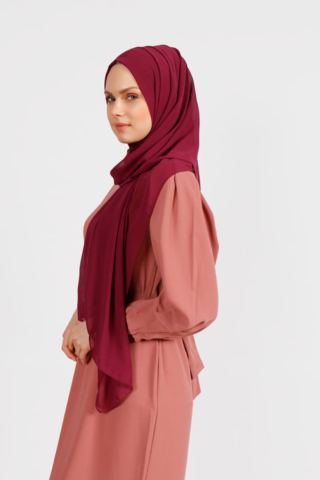 Matte Bordeaux Crepe Chiffon Shawl - Lightweight & Elegant