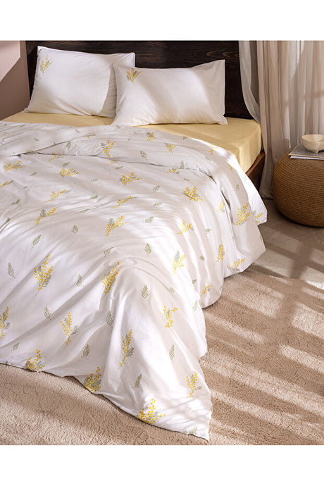 Yvette 100% Cotton Ranforce Double Duvet Cover Set - Yellow