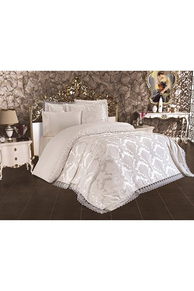 Svatební ložní souprava French Lace Lalezar - 7 dílů, krémová