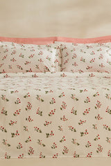Silvie 100% Cotton Double Pike Set - Red Floral Design
