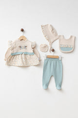 Newborn 0-3 Months Butterfly Embroidered 5-Piece Hospital Exit Set