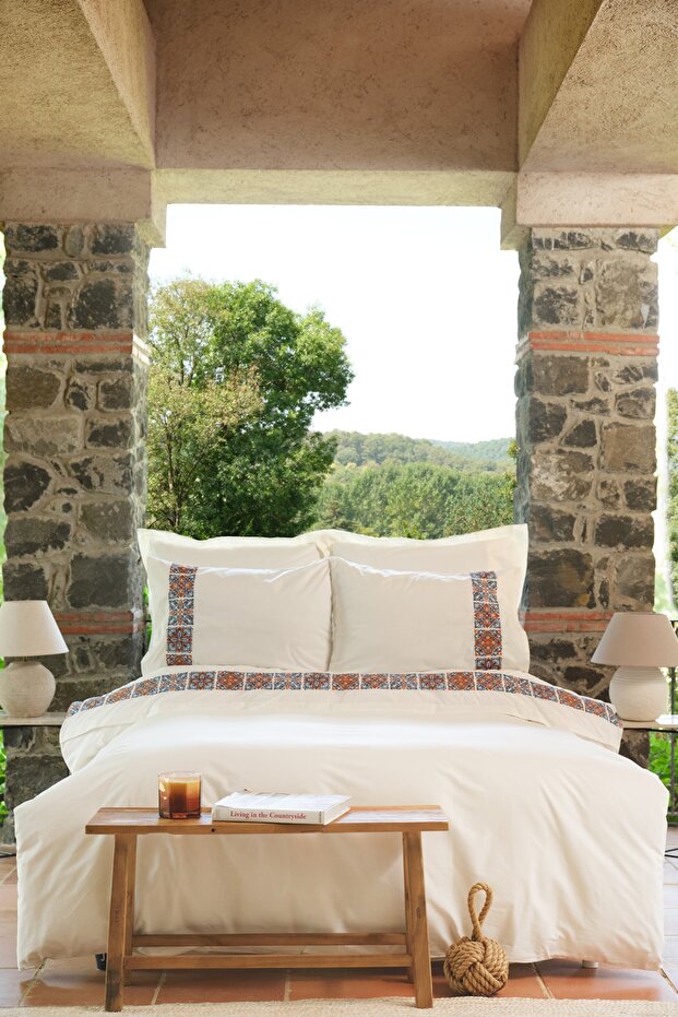Fleur Multi Embroidered Double Duvet Cover Set - 4 Piece