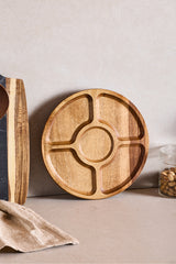 Acacia 5-Compartment Snack Serving Plate - 35 cm