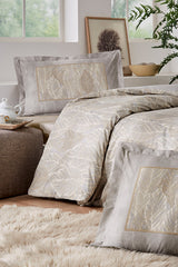 Gold Leaf Double Duvet Cover Set - 100% Cotton, 200x220 cm