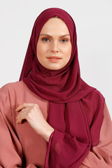 Matte Bordeaux Crepe Chiffon Shawl - Lightweight & Elegant