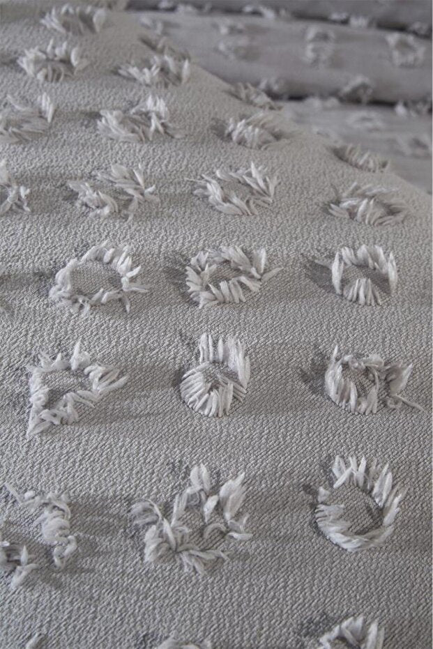 Double Pique Bedding Set - 3 Piece Grey Cotton