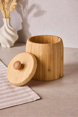 Natural Bamboo Spice Jar with Lid - 10x14 cm Storage Canister