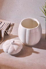 18 cm White Porcelain Pumpkin Decorative Storage Jar