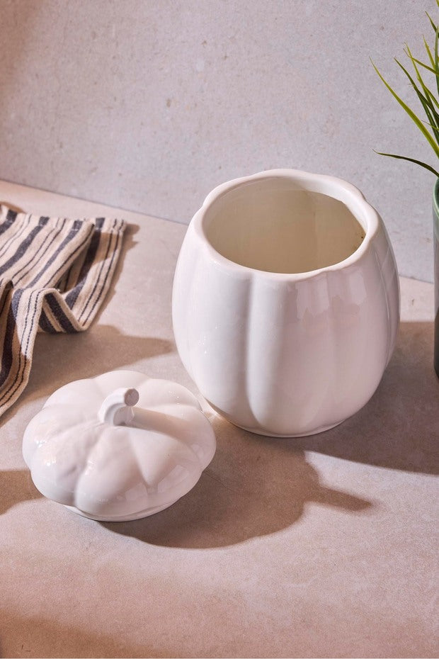 18 cm White Porcelain Pumpkin Decorative Storage Jar