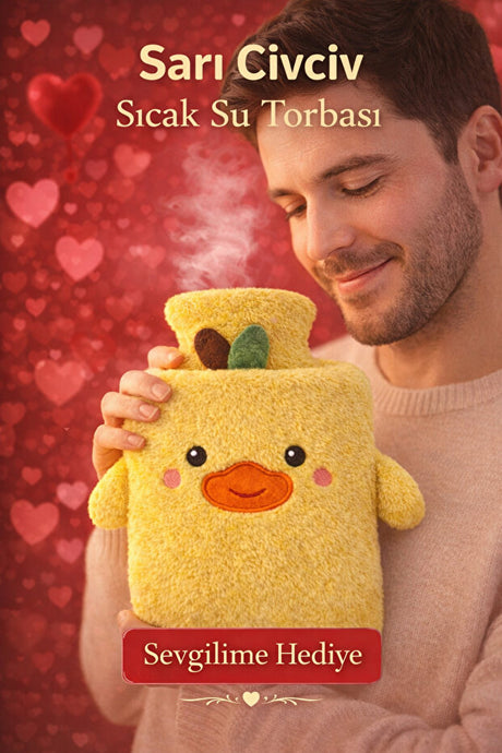 Plush Yellow Chick Hot Water Bottle - 500ml Soft Comfort