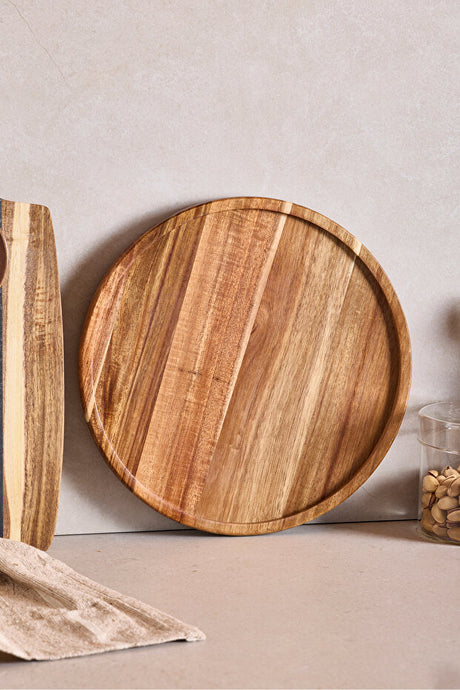 Acacia Rotating Serving Plate - 28 cm Elegant Wood Design