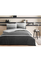 Hazel Satin Double Duvet Cover Set - Anthracite, 100% Cotton