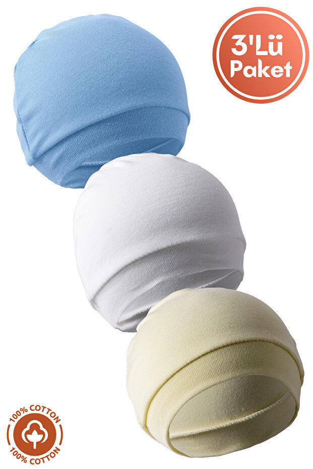 Unisex Baby Bonnets - 3-Pack 100% Organic Cotton