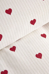 Amour 100% Cotton Double Pique Set - Red Hearts Design