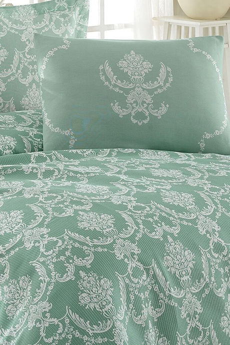 Single 100% Cotton Quilted Cover Set - Pure Water Green