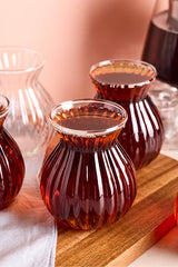 Elegant rillede teglas sæt - 6 dele, 200 ml kapacitet