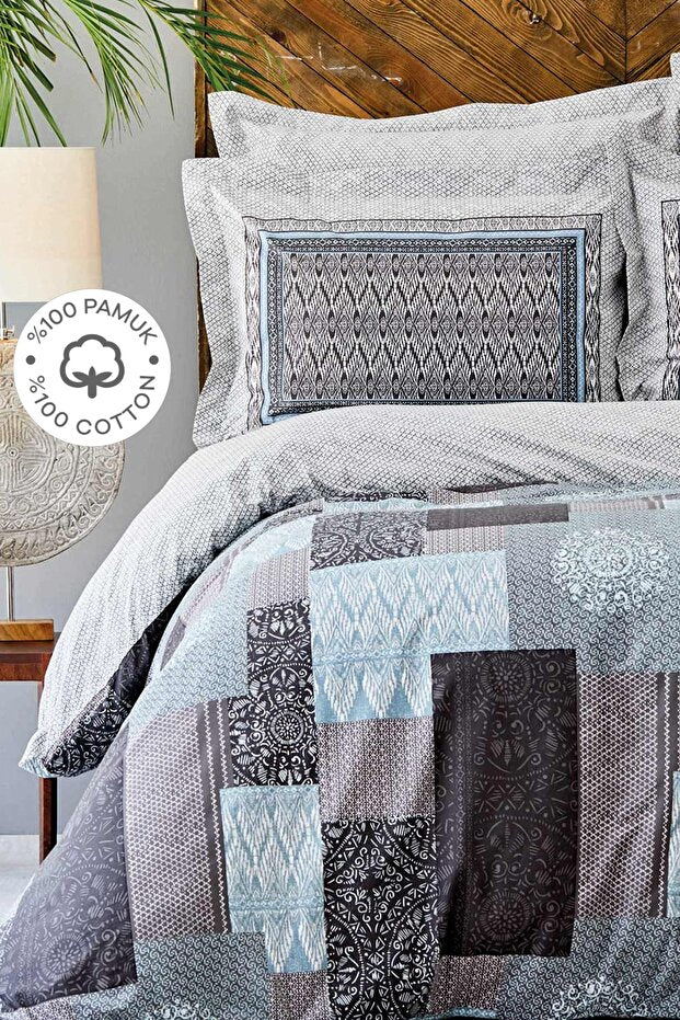 Ayode Grey 100% Cotton Single Duvet Cover Set