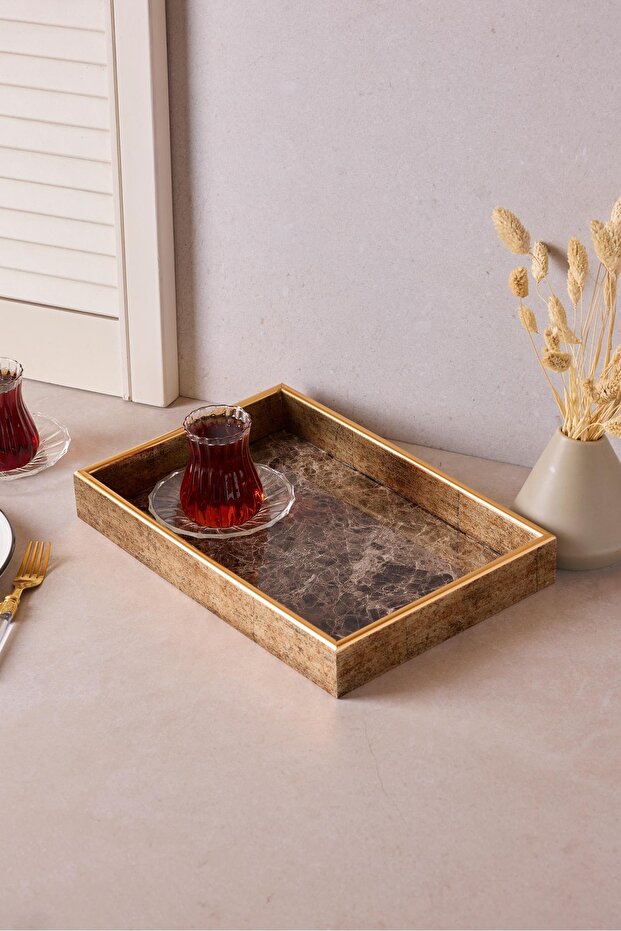 Turin Black Marble Serving Tray - 22x33 cm