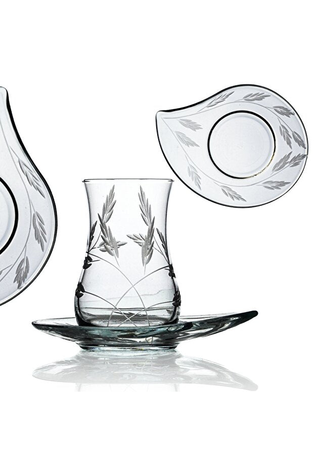 Decocia Nevasia Premium Turkish Tea Set - 6 Person, 12 Piece