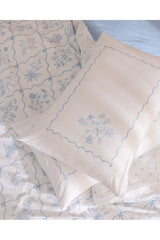 Rotule Double 100% Cotton Ranforce Embroidered Duvet Cover Set - Blue