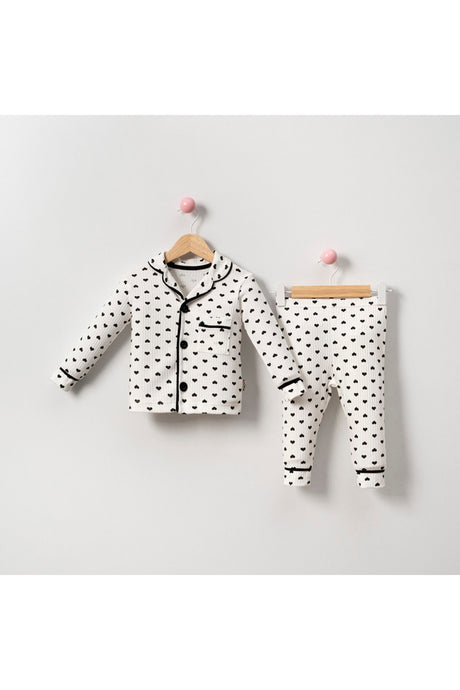 Kids' 2-Piece Heart Print Cotton Pajama Set - Comfortable & Stylish