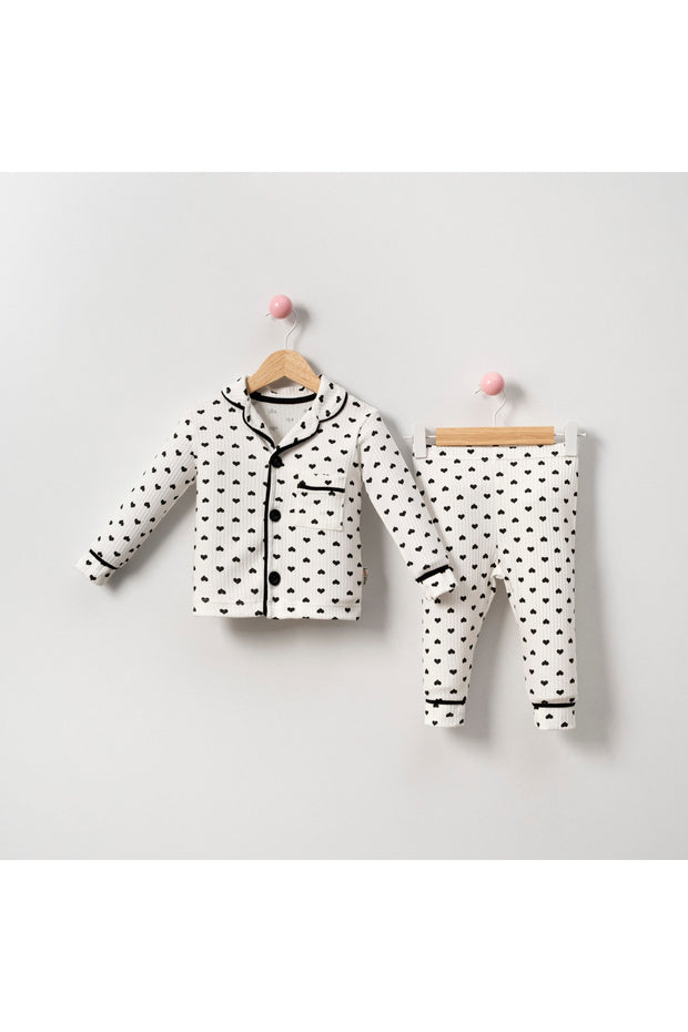 Kids' 2-Piece Heart Print Cotton Pajama Set - Comfortable & Stylish