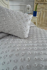 Single Pique Set - 2-Piece Grey Cotton Bedding for Comfort