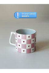 Checkered Heart Pattern Ceramic Coffee Mug