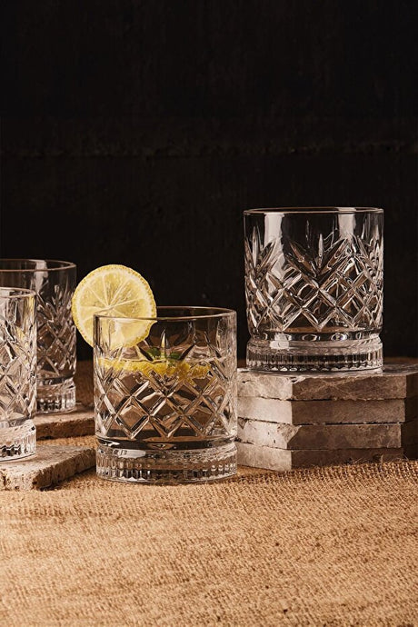 Melony Wide Cut Glass Set - 4 x 370ml