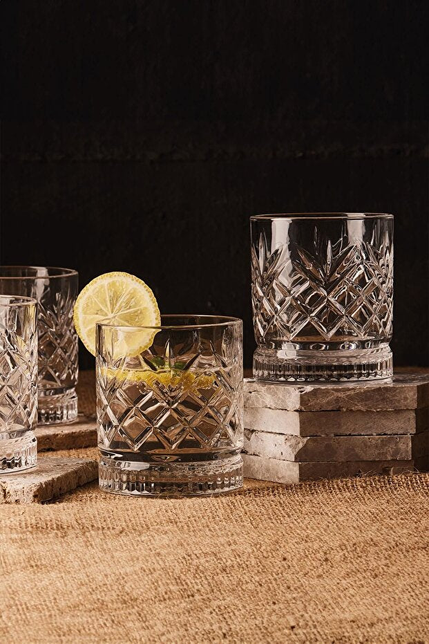 Melony Wide Cut Glass Set - 4 x 370ml