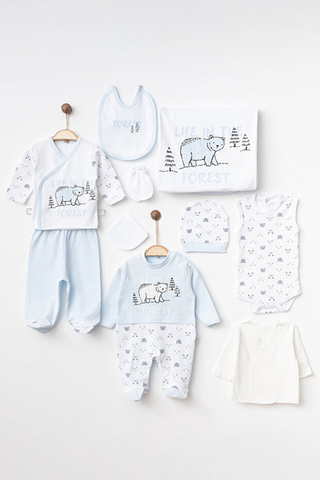 Newborn Bear-Themed 10-Piece Baby Clothing Set - 0-3 Months