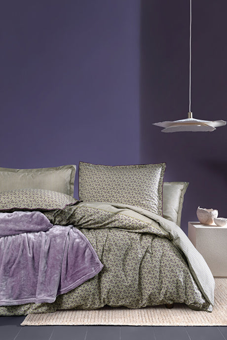 Abby Double 5-Piece Cotton Duvet Cover Set with Wellsoft Blanket - Purple
