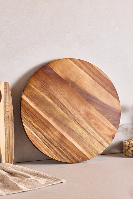 Acacia Wood Serving Stand - 35 cm Diameter Round Board