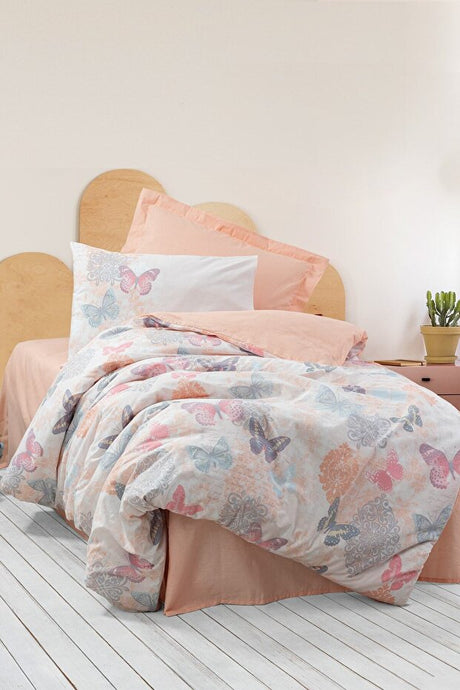 Kimela Pink Single Duvet Cover Set - Butterfly Design