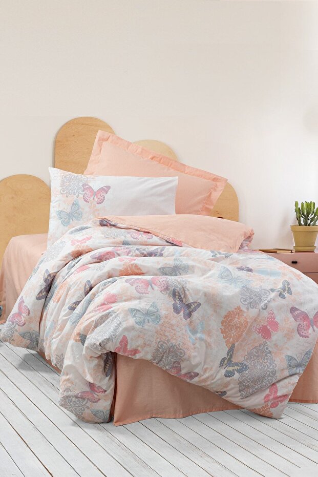 Kimela Pink Single Duvet Cover Set - Butterfly Design