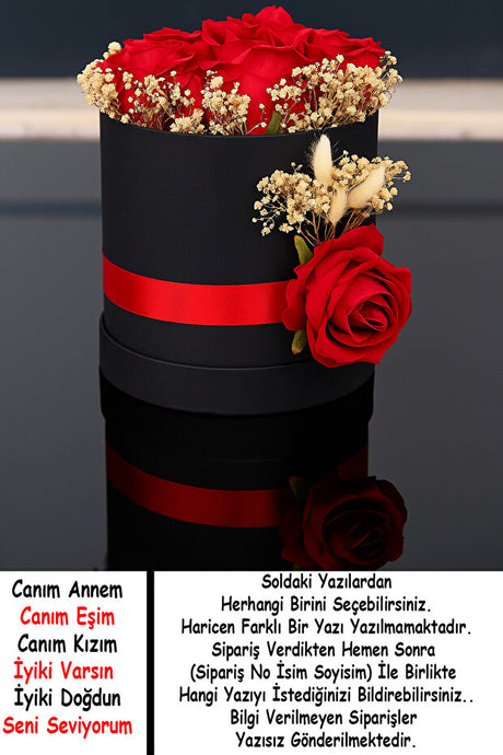 7 Artificial Velvet Roses in Gift Box - Non-Fading Flowers