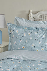 Daisy 100% Cotton Double Duvet Cover Set - Mint Blue